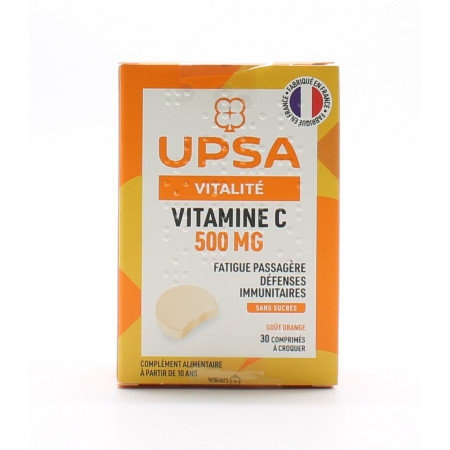 Upsa Vitamine C 500 mg Goût Orange 30 comprimés  - Univers Pharmacie