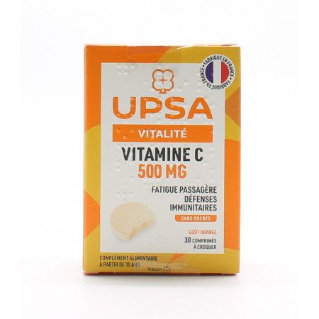 Upsa Vitamine C 500 mg Goût Orange 30 comprimés  - Univers Pharmacie