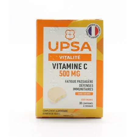 Upsa Vitamine C 500 mg Goût Orange 30 comprimés  - Univers Pharmacie
