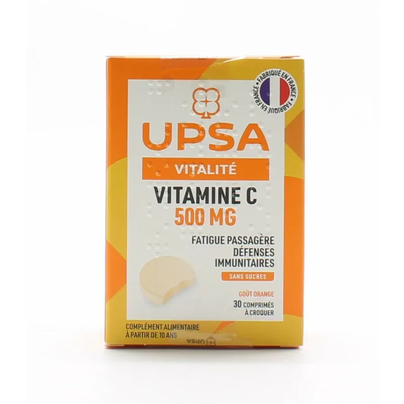 Upsa Vitamine C 500 mg Goût Orange 30 comprimés  - Univers Pharmacie