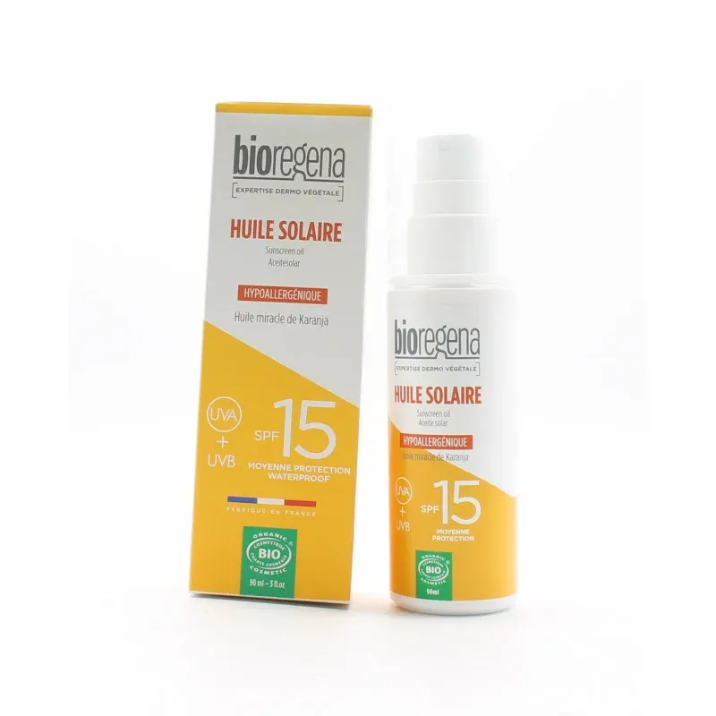 Bioregena Huile Solaire SPF15 Bio 90ml - Univers Pharmacie