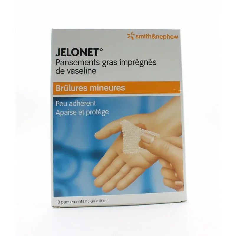 Jelonet Pansements Gras Brûlures Mineures 10X10cm 10 pièces - Univers Pharmacie