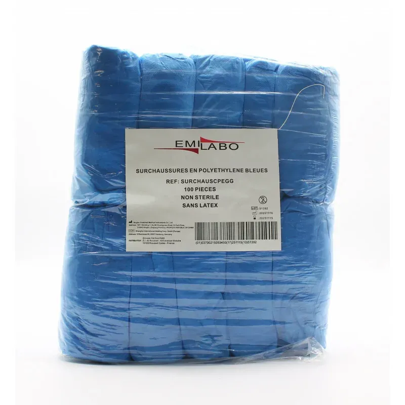 Emilabo Surchaussures Bleues en Polyéthylène 100 pièces - Univers Pharmacie
