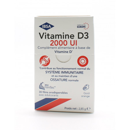 IBSA Vitamine D3 2000 Ul 30 films orodispersibles  - Univers Pharmacie