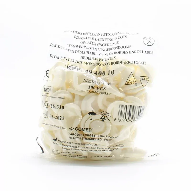 Comed Doigtiers Roulés en Latex Non Stériles Taille M 100 pièces - Univers Pharmacie
