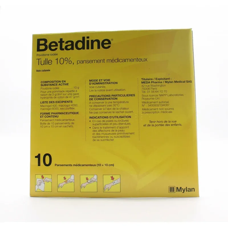 Betadine Tulle 10% Pansement Médicamenteux - Univers Pharmacie