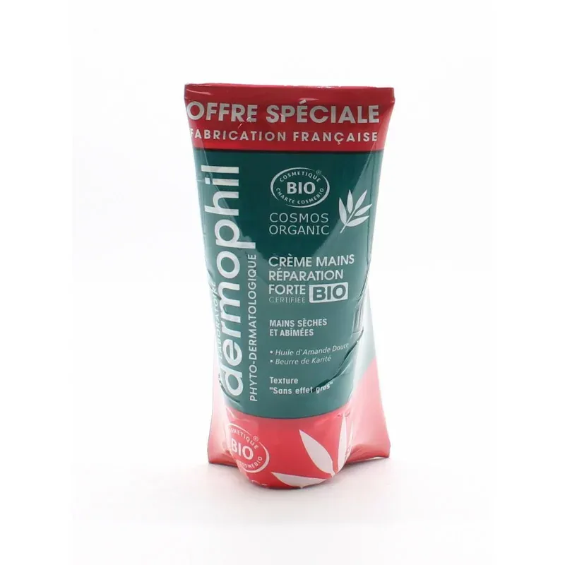 Dermophil Crème Mains Réparation Forte Bio 2X75ml - Univers Pharmacie