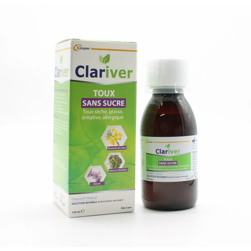 Cooper Clariver Toux Solution Buvable Sans Sucre 120ml - Univers Pharmacie