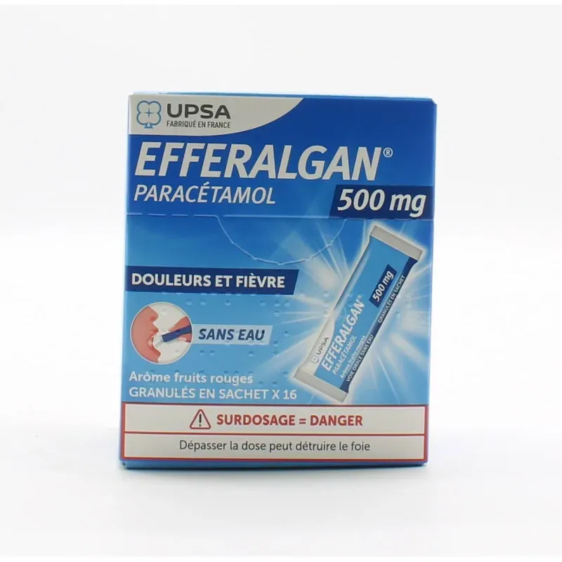 Efferalgan 500mg Arôme Fruits Rouges 16 sachets - Univers Pharmacie