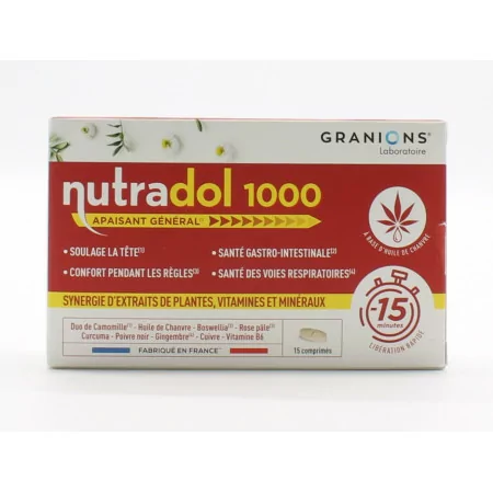Granions Nutradol 1000 Apaisant Général 15 comprimés - Univers Pharmacie