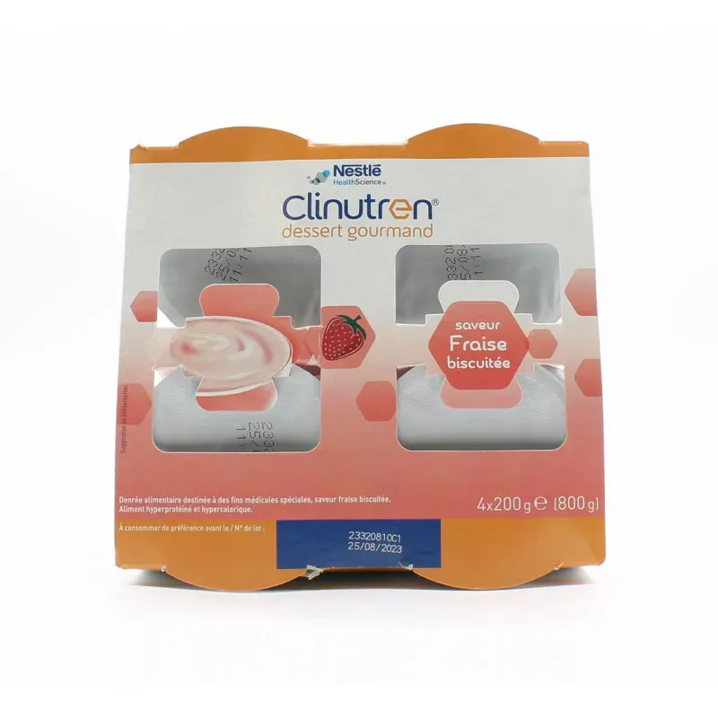 Clinutren Dessert Gourmand Saveur Fraise Biscuitée 4X200g - Univers Pharmacie