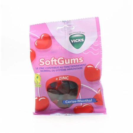 Vicks SoftGums +Zinc Bonbons Cerise-Menthol 90g