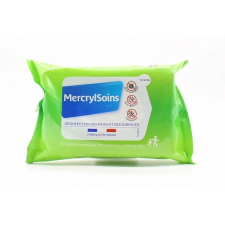MercrylSoins Lingettes Désinfection Mains et Surfaces X30 - Univers Pharmacie