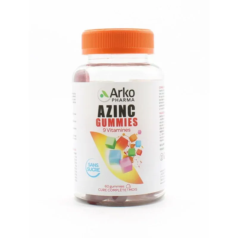 Arkopharma Azinc Gummies 9 Vitamines sans sucre 60 gummies - Univers Pharmacie