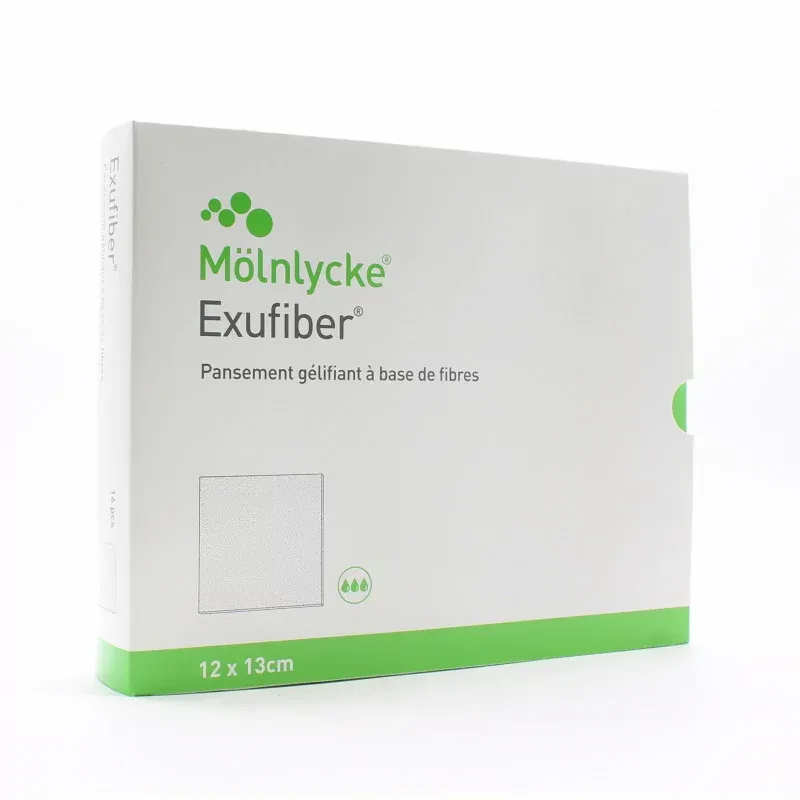 Mölnlycke Exufiber Pansement 12X13cm 16 pièces - Univers Pharmacie