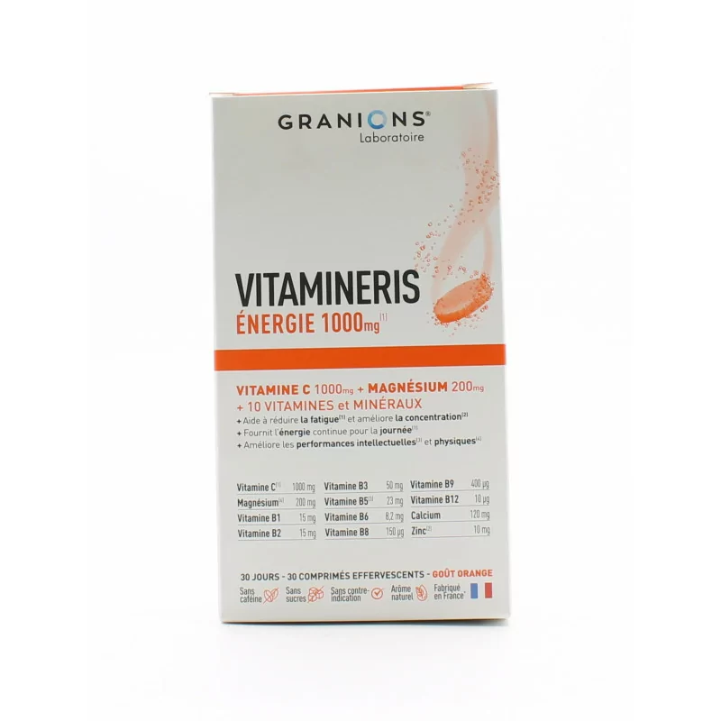 Granions Vitamineris Energie 1000mg 30 comprimés effervescents - Univers Pharmacie
