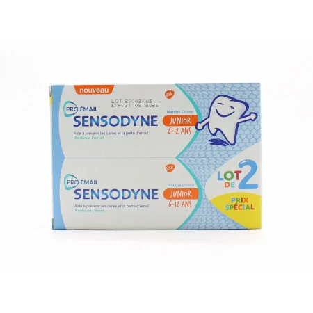 Pro-émail Sensodyne Junior 6-12 ans Dentifrice 50mlX2 - Univers Pharmacie