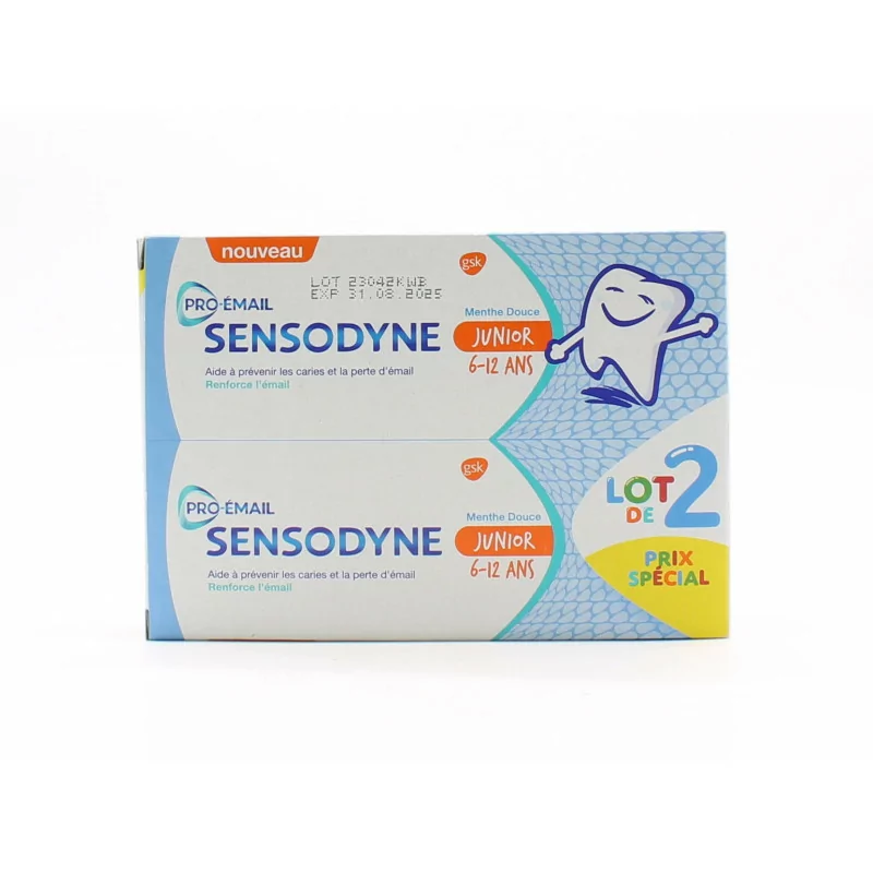 Pro-émail Sensodyne Junior 6-12 ans Dentifrice 50mlX2 - Univers Pharmacie