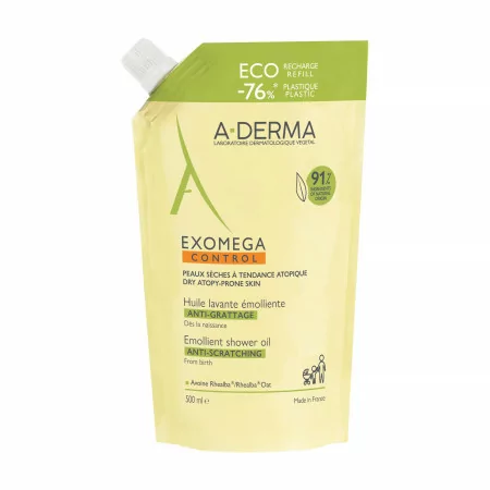 A-Derma Exomega Control Huile Lavante Emolliente Eco Recharge 500ml - Univers Pharmacie