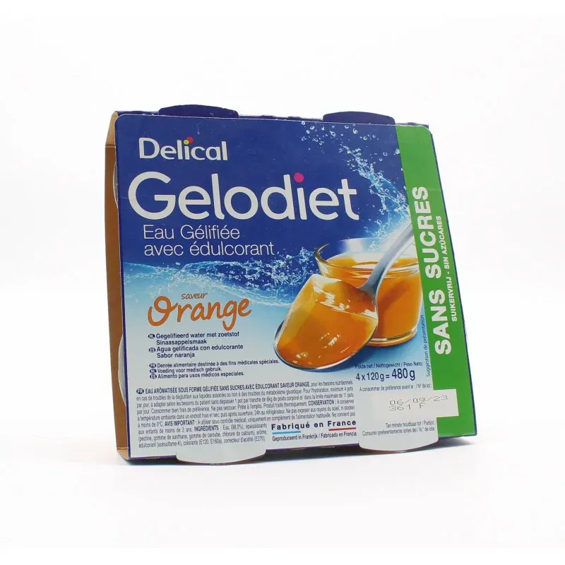 Delical Gelodiet Saveur Orange Sans Sucres 4X120g - Univers Pharmacie