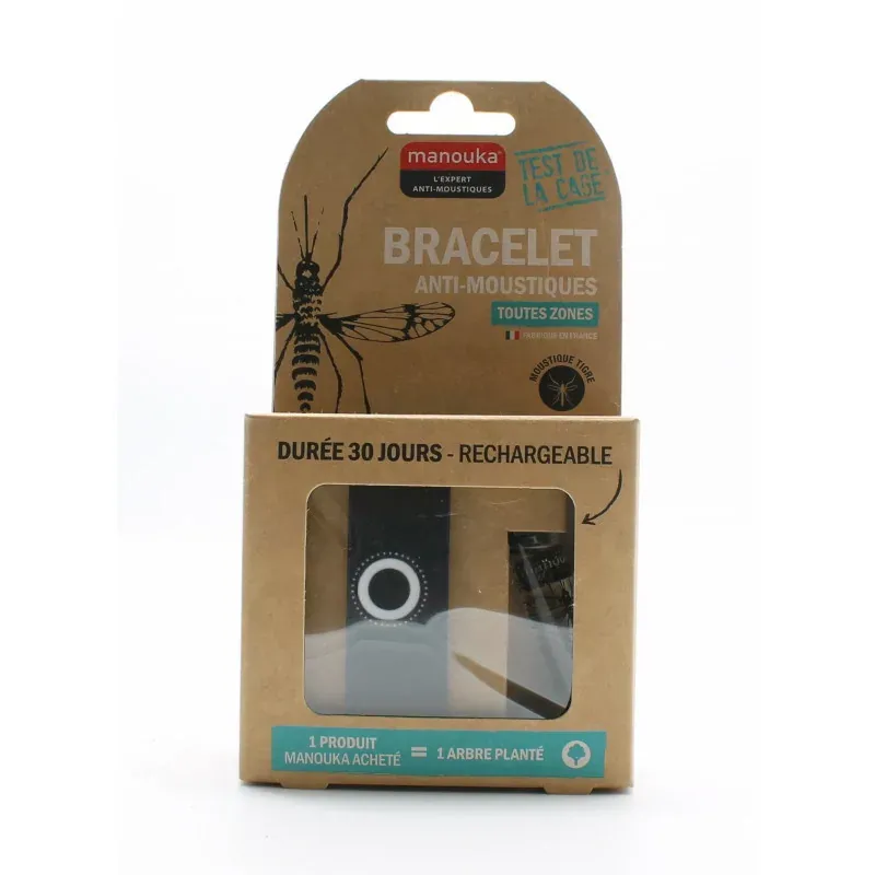 Manouka Bracelet Noir Anti-Moustique Toutes Zones - Univers Pharmacie