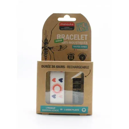 Manouka Junior Bracelet Anti-Moustique Toutes Zones Cœur - Univers Pharmacie