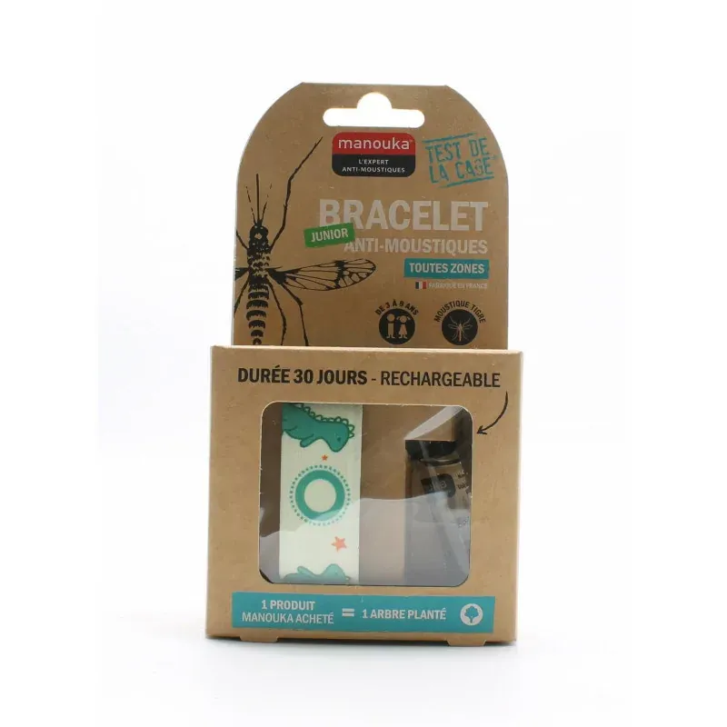 Manouka Junior Bracelet Anti-Moustique Toutes Zones Dinosaure - Univers Pharmacie
