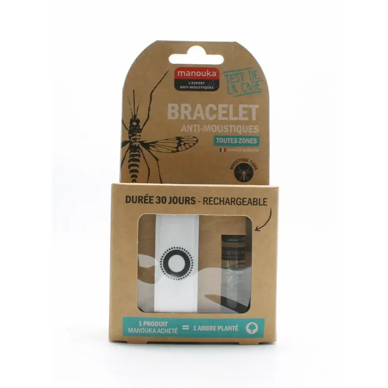 Manouka Bracelet Blanc Anti-Moustique Toutes Zones - Univers Pharmacie