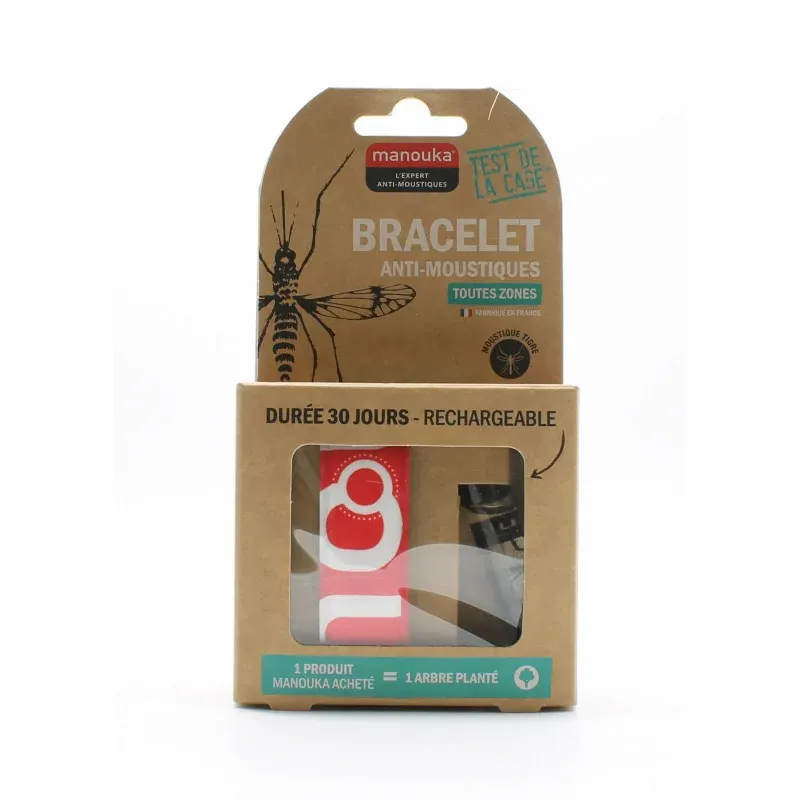 Manouka Bracelet Rouge Anti-Moustique Toutes Zones