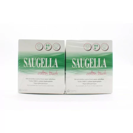 Saugella Cotton Touch Serviettes Extra-fines 2X14 - Univers Pharmacie