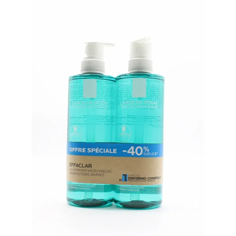 La Roche-Posay Effaclar Gel Moussant Purifiant Micro-peeling 2X400ml - Univers Pharmacie