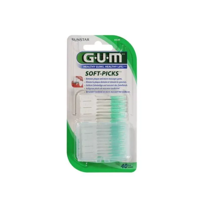 Brossettes GUM Soft-Picks Large Sunstar 40 bâtonnets