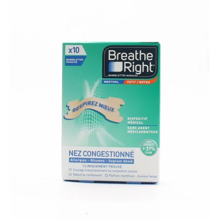 Breath Right Bandelettes Nasales Menthol X10