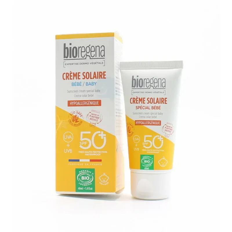 Bioregena Crème Solaire Bébé 50+ SPF Bio 40ml - Univers Pharmacie