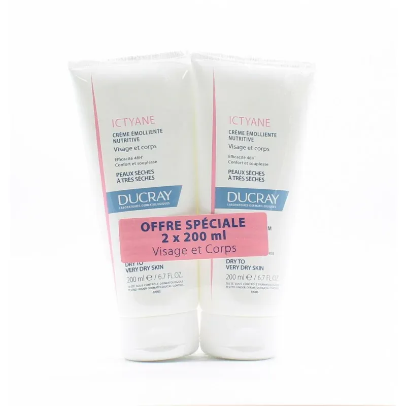 Ducray Ictyane Crème Émolliente Nutritive 2X200ml - Univers Pharmacie