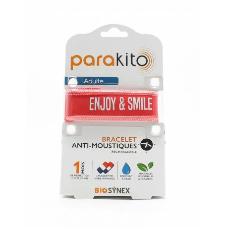 Para'kito Bracelet Anti-moustiques Rechargeable Rouge Enjoy & Smile - Univers Pharmacie