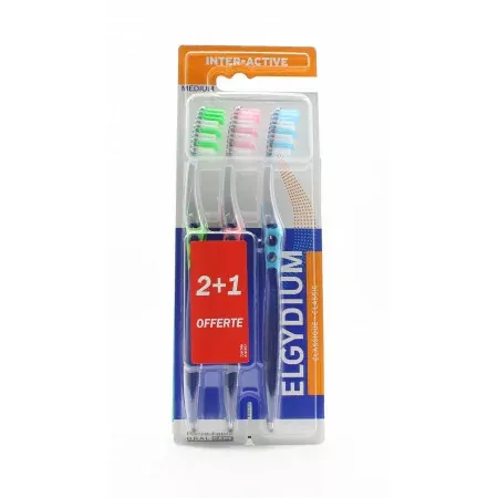 Elgydium Brosse à Dents Inter-Active Medium X3 - Univers Pharmacie