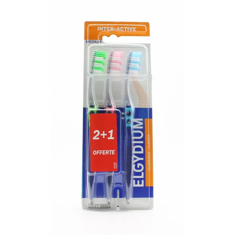 Elgydium Brosse à Dents Inter-Active Medium X3 - Univers Pharmacie