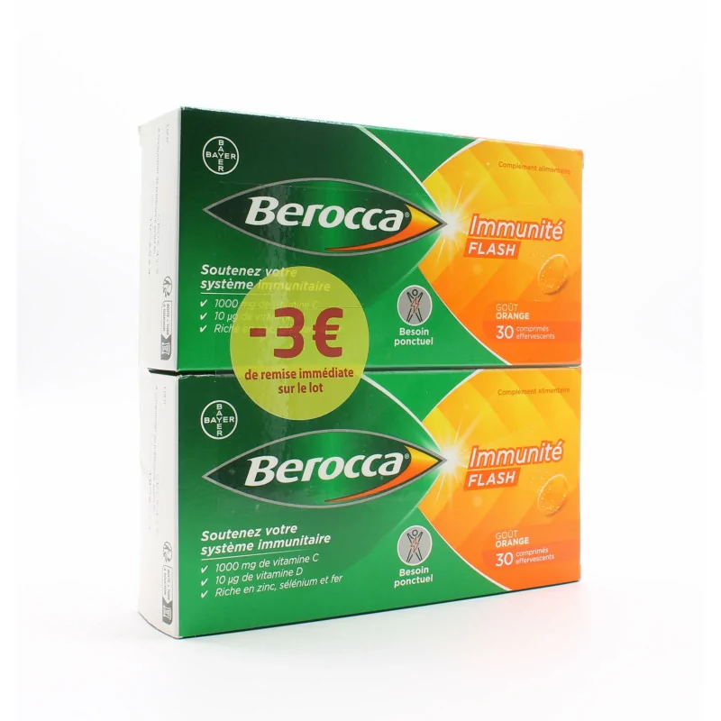 Berocca Immunité Flash 2X30 comprimés effervescents