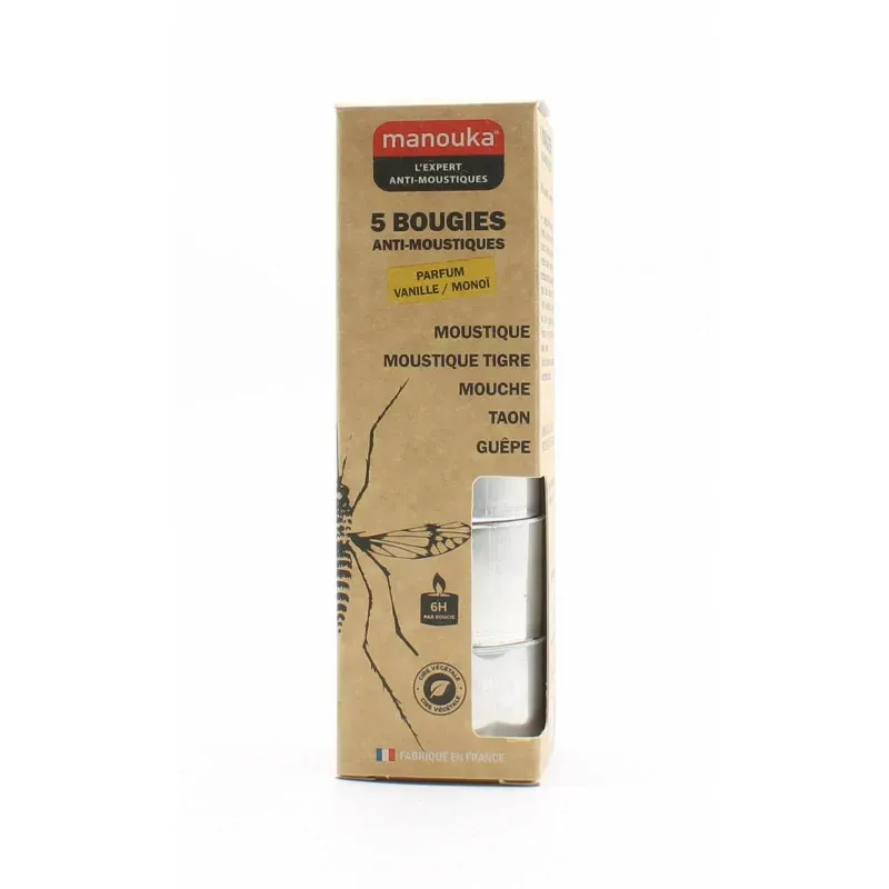 Manouka Bougies Anti-Moustiques Toutes Zones X5