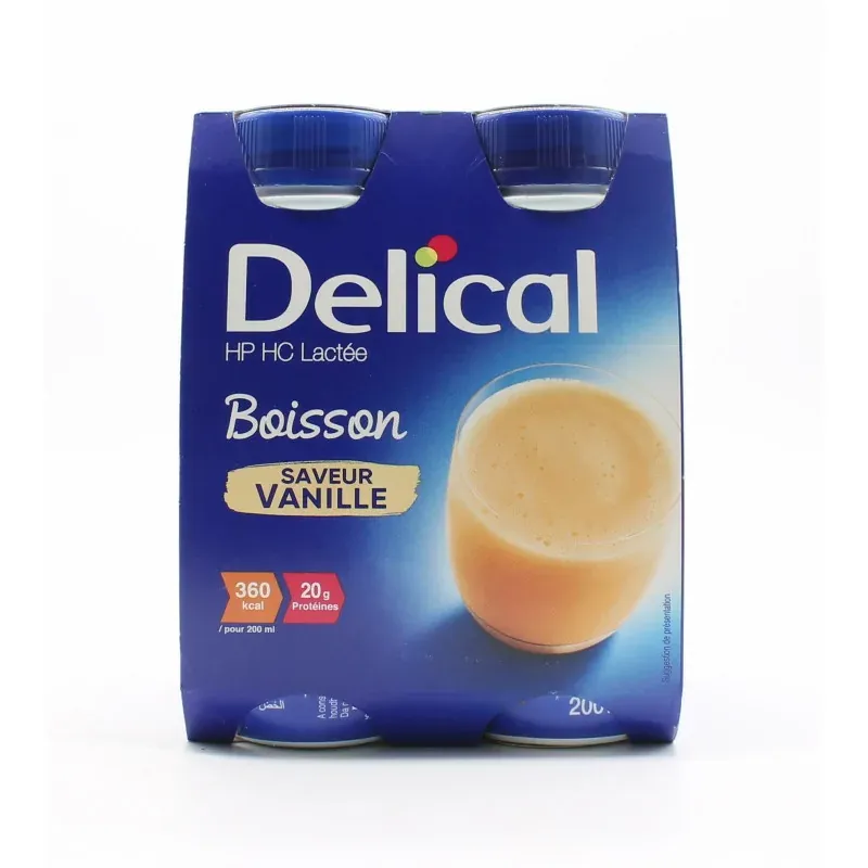 Delical HP HC Lactée Boisson Saveur Vanille 4X200ml