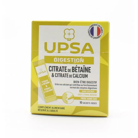 Upsa Digestion Citrate de Bétaïne et Citrate de Calcium 10 sachets-dose - Univers Pharmacie