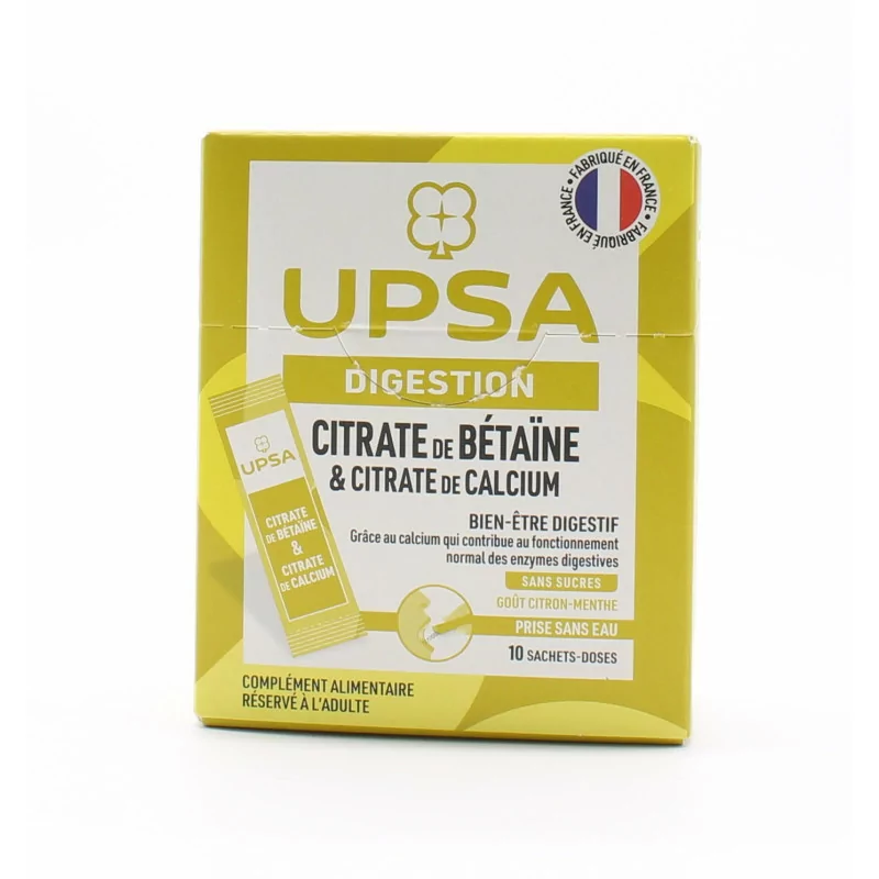 Upsa Digestion Citrate de Bétaïne et Citrate de Calcium 10 sachets-dose - Univers Pharmacie