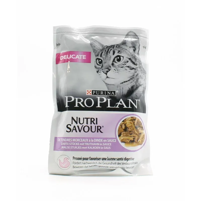 Purina ProPlan Delicate NutriSavour Dinde en Sauce 85g - Univers Pharmacie Purina ProPlan Delicate NutriSavour Dinde en Sauce 85g - Univers Pharmacie
