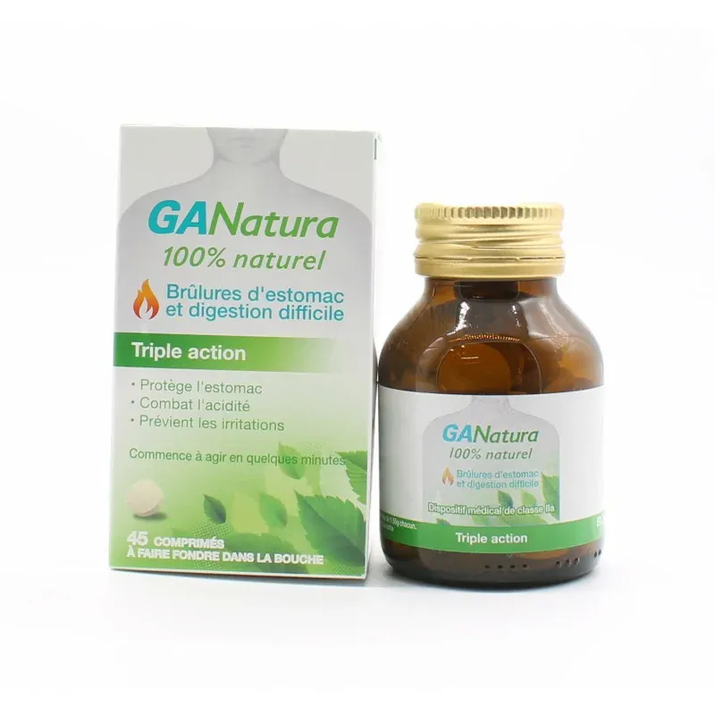 GANatura 100% Naturel Brûlures d'Estomac et Digestion Difficile45 comprimés - Univers Pharmacie