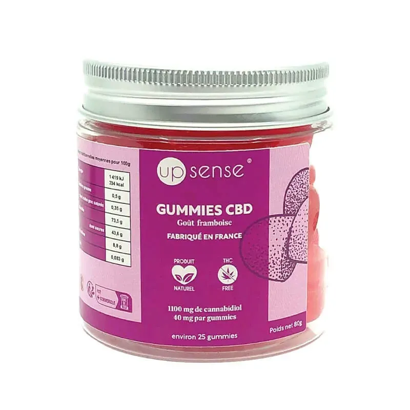 Up Sense Gummies CBD Goût Framboise 80g - Univers Pharmacie