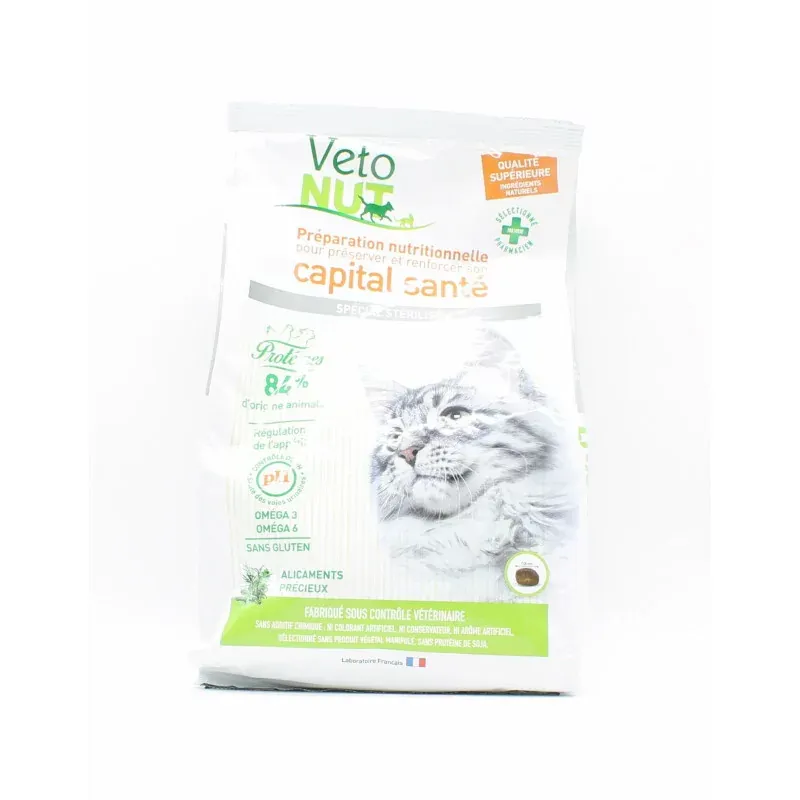 Veto Nut Préparation Nutritionnelle Capital Santé Croquette Chats Stérilisés 1kg - Univers Pharmacie