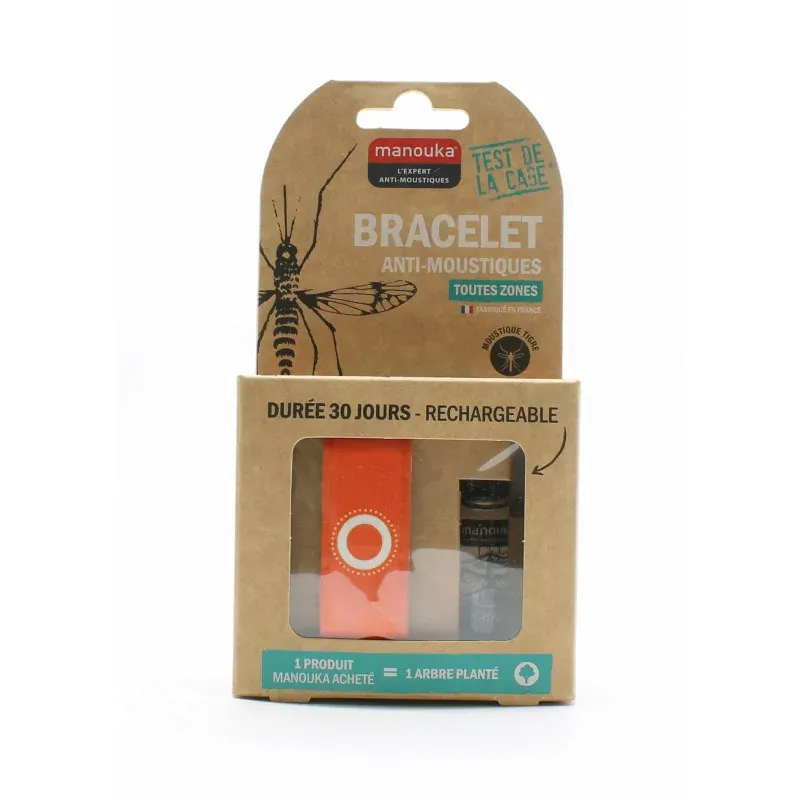 Manouka Bracelet Orange Anti-Moustique Toutes Zones - Univers Pharmacie