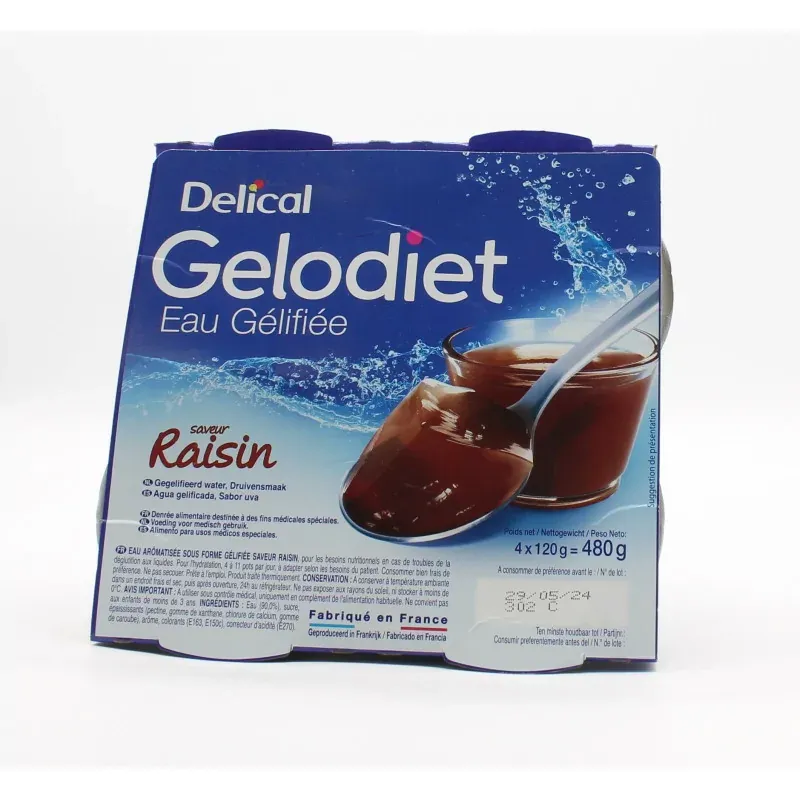 Delical Gelodiet Saveur Raisin 4X120g - Univers Pharmacie