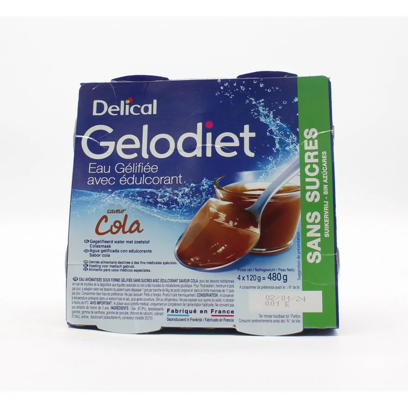 Delical Gelodiet Saveur Cola Sans Sucres 4X120g - Univers Pharmacie